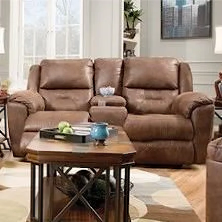 Double Reclining Console Sofa with Cup-Holders